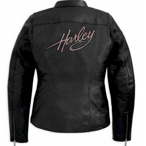 Harley-Davidson Jackets & Blazers - Harley Davidson leather jacket with pink rhinestone accents